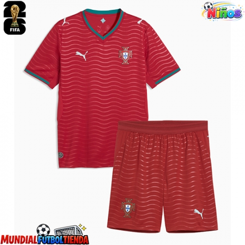 Camiseta Portugal Primera Equipación Replica Mundial 2026 para niños mangas cortas (+ Pantalones cortos)